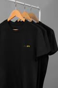 Black PU/PY puppy play t-shirt with coded design for pups, handlers, and mosh community